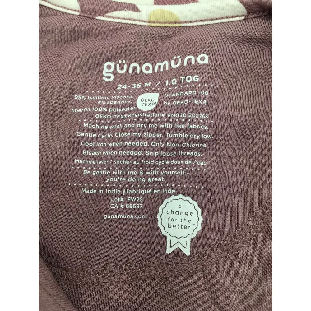 Gunamuna Bamboo Long Sleeve Sleep Sack Bag Blossom Floral Print 24-36 Mo NEW